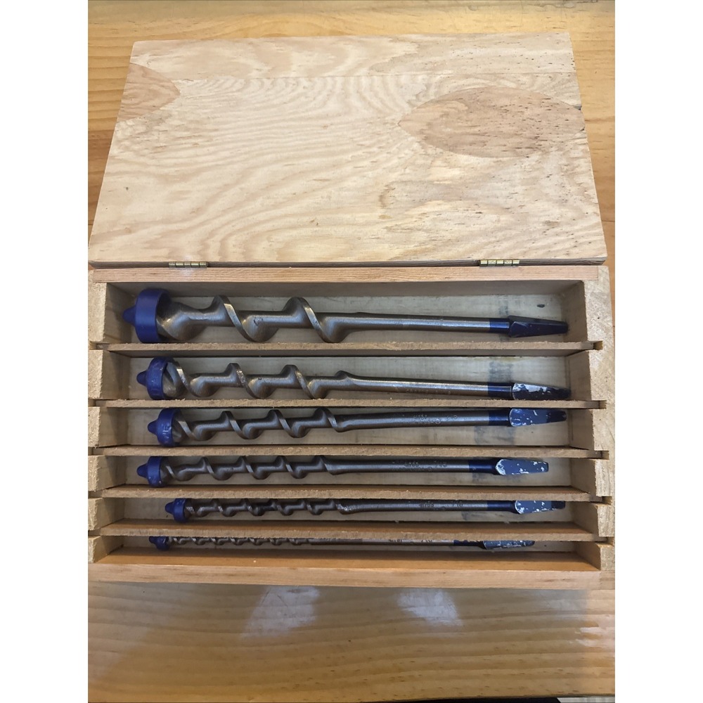 Vintage Craftsman Auger Bit Set 7pc w/ Rack Wood Boring Drill Bits USA 1/4–1"